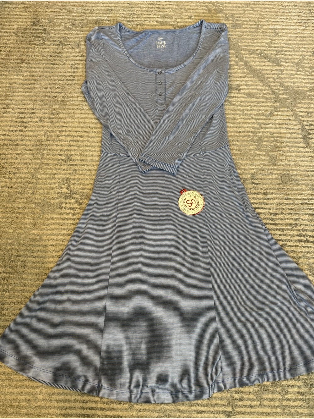 SO Blue and White Striped Skater Dress